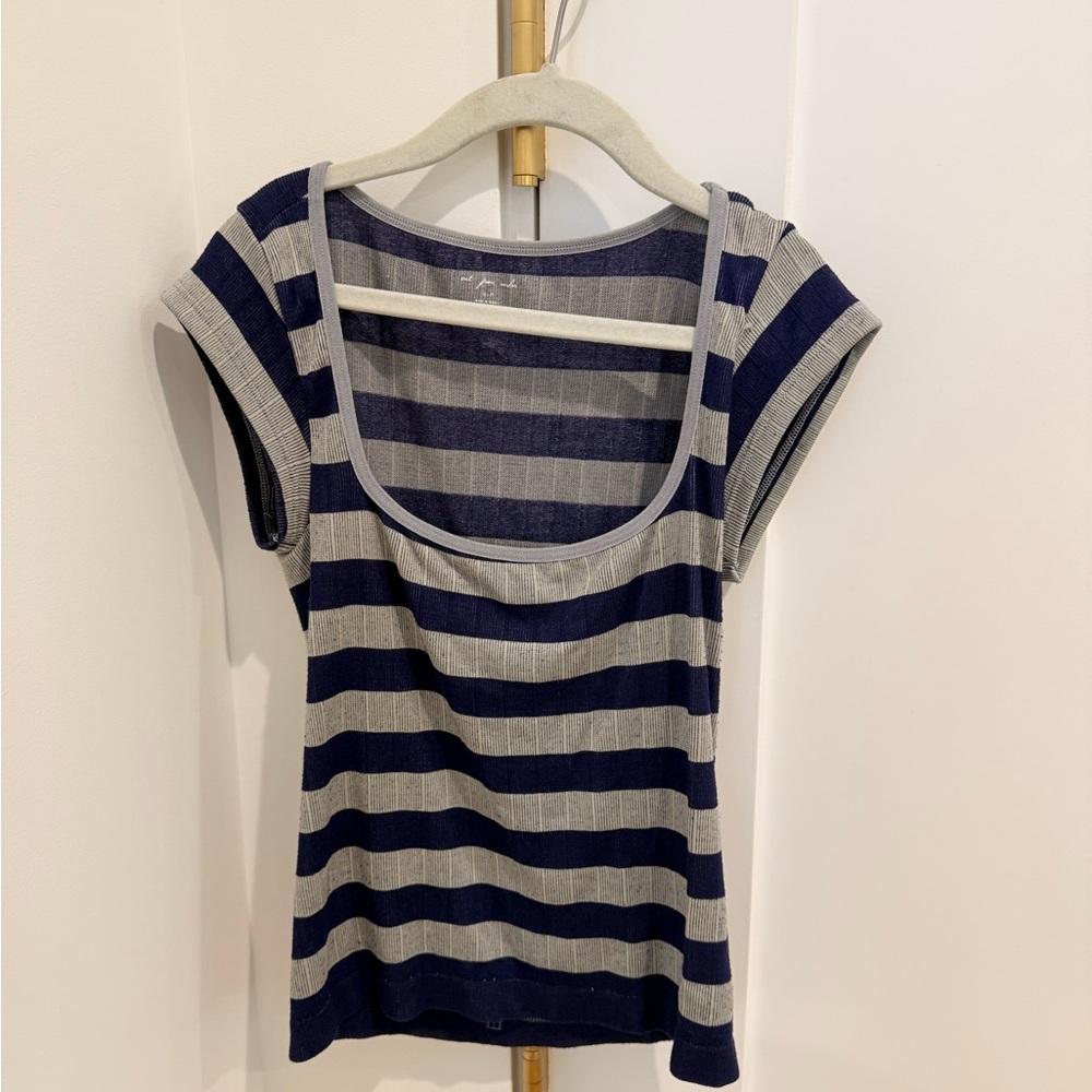 Urban Outfitters Navy and Gray Striped Tee